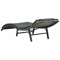 Maison Chic Chaise longue pliable avec coussin | Bain de soleil Relax | Transat Résine tressée Gris -GKD65650 pas cher