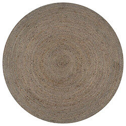 Decoshop26 Tapis fait à la main Jute Rond 90 cm Gris DEC023457