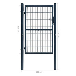 vidaXL Portillon 2D (simple) Gris anthracite 106x170 cm pas cher