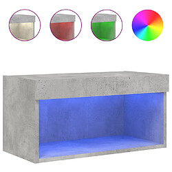 vidaXL Meuble TV avec lumières LED gris béton 60x30x30 cm