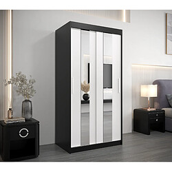 Abiks Meble Armoire Pole à portes coulissantes 200/100/62 2 portes (noir/blanc)