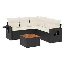 Maison Chic Salon de jardin 6 pcs avec coussins | Ensemble de Table et chaises | Mobilier d'Extérieur noir résine tressée -GKD64994