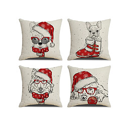 P54 4PCS 45 * 45cm Christmas Dessin animé Dessin Chaussure Taie d'oreiller en lin d'oreiller imprimé Coussin Coussin Coussin Coussin Accueil