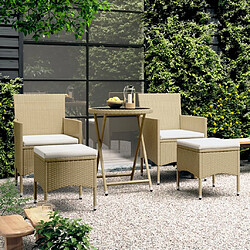 vidaXL Ensemble de bistro 5 pcs Résine tressée et verre trempé Beige