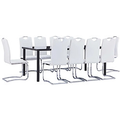 vidaXL Ensemble de salle à manger 11 pcs Similicuir Blanc