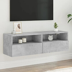 vidaXL Meuble TV mural gris béton 100x30x30 cm bois d'ingénierie