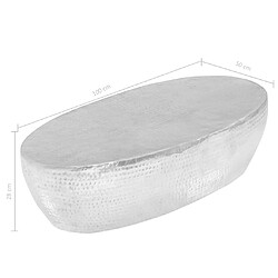 vidaXL Table basse martelée Argenté 100x50x28 cm Aluminium pas cher