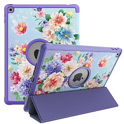 Etui en PU trois volets avec support fleur/rose clair pour votre Apple iPad 10.2 (2020)(2019)