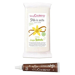 Scrapcooking Pâte à sucre blanche 250 g arôme vanille + Stylo chocolat