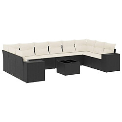 Maison Chic Salon de jardin 11 pcs avec coussins | Ensemble de Table et chaises | Mobilier d'Extérieur noir résine tressée -GKD70190