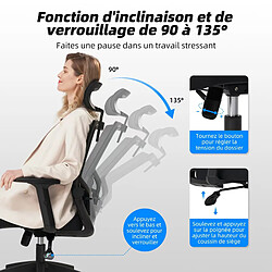 Avis Chaise de Bureau Ergonomique Lexzurn, Accoudoirs Réglables, Noir