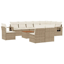 Maison Chic Salon de jardin 11 pcs avec coussins | Ensemble de Table et chaises | Mobilier d'Extérieur beige résine tressée -GKD21921