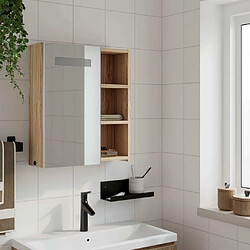 Avis Maison Chic Armoire de salle de bain,Meuble de rangement,Meuble haut à miroir avec LED chêne 45x13x52 cm -GKD251464