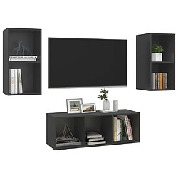 Avis Maison Chic Ensemble de meubles TV 3 pcs pour salon - Gris Aggloméré -MN95444