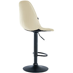 Decoshop26 Tabouret de bar x1 avec repose-pieds hauteur réglable pivotant assise en PVC crème cadre métallique noir 10_0004814