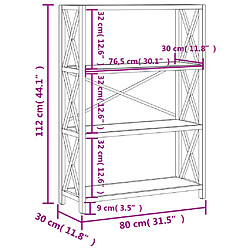 vidaXL Étagère à 4 niveaux 80x30x112 cm bois de chêne massif pas cher