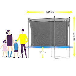 Jump4Fun Trampoline de jardin ø 305 cm- 10FT- Filet intérieur, Matelas de protection et Echelle