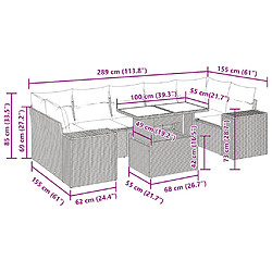 Acheter vidaXL Salon de jardin 8 pcs avec coussins marron résine tressée