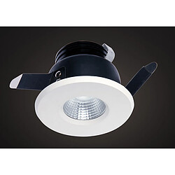 Inspired Cies Downlight 8.4cm Rond 7W COB LED 3000K, 590lm, IP54, Blanc Mat, Driver Inclus, 3 ans de Garantie