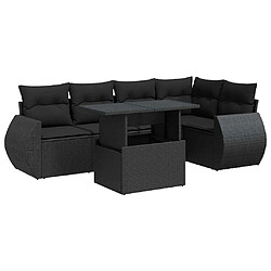 vidaXL Salon de jardin 6 pcs avec coussins noir résine tressée