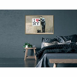 Paris Prix Affiche Murale Encadrée Banksy I Heart NY 90 x 60 cm Or