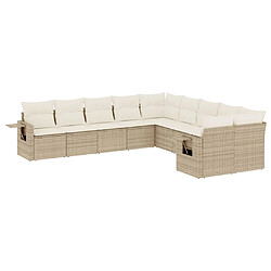 Maison Chic Salon de jardin avec coussins 10 pcs | Ensemble de Table et chaises | Mobilier d'Extérieur beige résine tressée -GKD31020