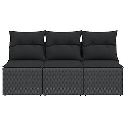 Acheter Maison Chic Canapé de jardin avec coussins 3 places | Canapé d'extérieur | Fauteuil,Banquette Jardin noir résine tressée -MN71642