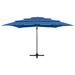 Avis ComfortXL Parasol à 4 Niveaux Avec Mât En Aluminium Bleu Azuré 250x250 Cm