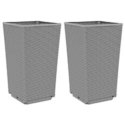 vidaXL Jardinières 2 pcs gris clair 32,5x32,5x57 cm polypropylène