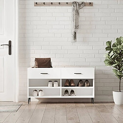 Maison Chic Banc à chaussures | Meuble de rangement à chaussures Meuble d'Entrée blanc 102x35x55 cm bois d'ingénierie -MN22208