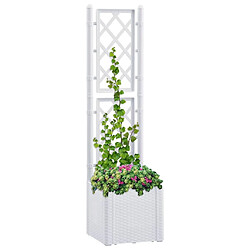 Maison Chic Jardinière,Lit surélevé de jardin - Bac à fleurs - pot de fleur et treillis et système d'arrosage Blanc -GKD77530