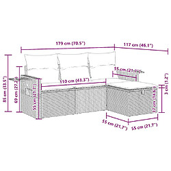 vidaXL Salon de jardin 4 pcs avec coussins marron résine tressée pas cher