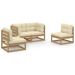 Maison Chic Salon de jardin 4 pcs + coussins - Mobilier/Meubles de jardin - Table et chaises d'extérieur Bois de pin massif -MN15011