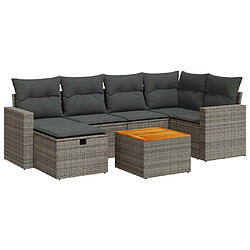 vidaXL Salon de jardin avec coussins 7 pcs gris résine tressée