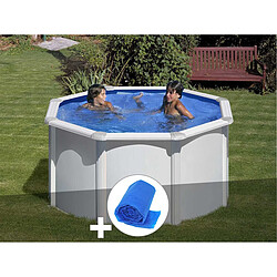 Kit piscine acier blanc Gré Fidji ronde 2,60 x 1,22 m + Bâche à bulles