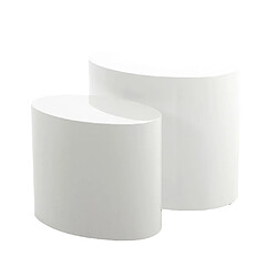 Selsey Lot de 2 tables basses - PLOMIN - 48x33 cm et 40x24,5 cm - blanc brillant