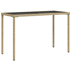 Maison Chic Table de jardin | Table d'extérieur dessus en verre beige 115x54x74 cm poly rotin -GKD80989