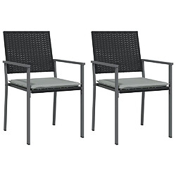 vidaXL Chaises de jardin et coussins lot de 2 noir 54x62,5x89 cm rotin