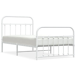 vidaXL Cadre de lit métal sans matelas et pied de lit blanc 100x190 cm