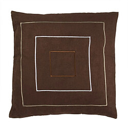 Thedecofactory KEVIN - Coussin aspect suédine avec broderies marron 40x40