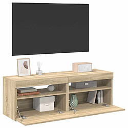 vidaXL Meubles TV avec lumières LED 2 pcs Chêne sonoma 60x35x40 cm