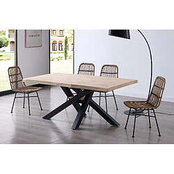 Avis Pegane Table à manger rectangulaire en bois de chêne avec pieds en métal noir - Longueur 180 x Profondeur 100 x Hauteur 76 cm