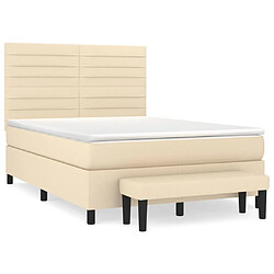 vidaXL Sommier à lattes de lit avec matelas Crème 140x200 cm Tissu