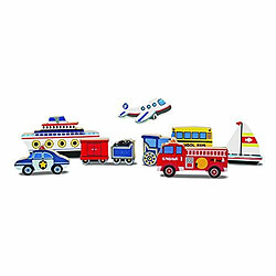 Melissa & Doug VAhicules chunky Puzzle en bois - Avion, train, voitures et bateaux (9 piAces) pas cher