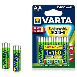 VARTA Lot de 4 piles rechargeables ACCU AA 2400mAh