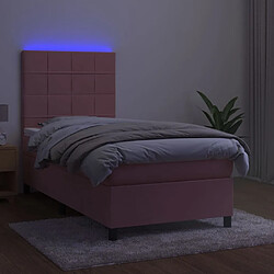 Avis vidaXL Sommier à lattes de lit matelas et LED Rose 100x200 cm Velours