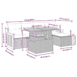vidaXL Salon de jardin avec coussins 6 pcs beige résine tressée pas cher
