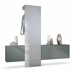 Mpc Vestiaire Gris Et Aspect Métal Rayé (lxhxp) : 209 X 193 X 35