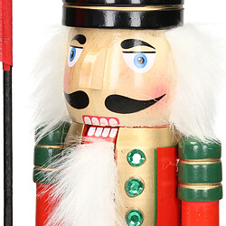 ECD Germany Soldat Casse-Noisette 25 cm avec Chapeau Noir et Drapeau, en Bois, Unique, Décoration de Noël Figurine Marionnette Ornement pour Arbre de Noël Statue Traditionnel de Décor Jouet Classique pas cher