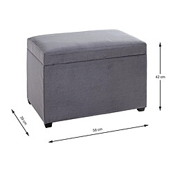 Pegane Coffre de rangement en MDF et velours coloris gris -longueur 58 x profondeur 39 x hauteur 42 cm